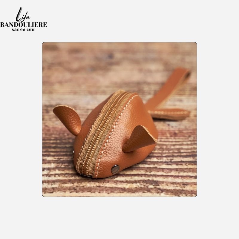Porte monnaie en cuir Mouse