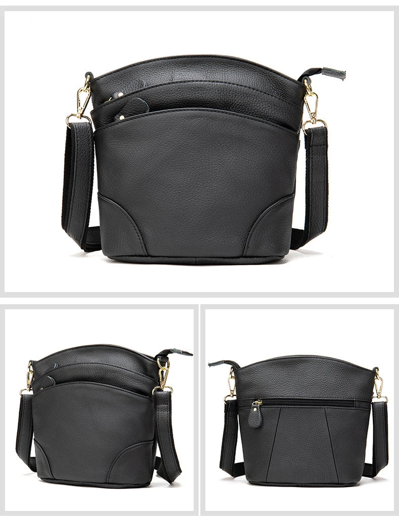 Sac bandoulière en cuir noir<br> Lucile