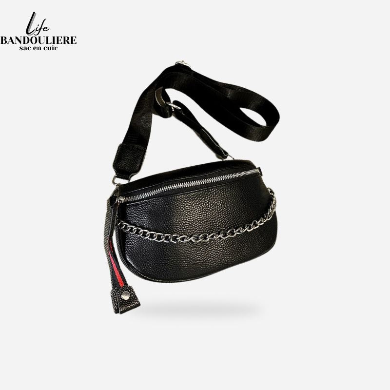 Sac banane cuir noir femme Aurore