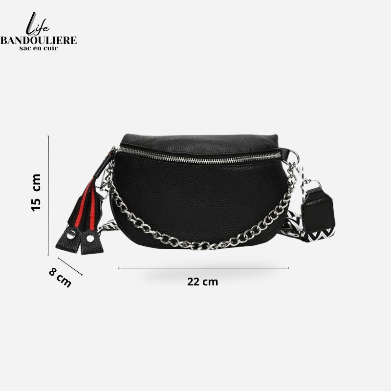 Sac banane cuir noir femme Aurore