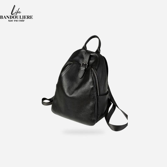 Sac a dos cuir noir femme Lyne