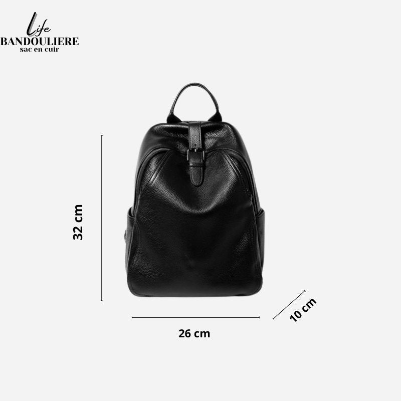 Sac a dos cuir noir femme Lyne