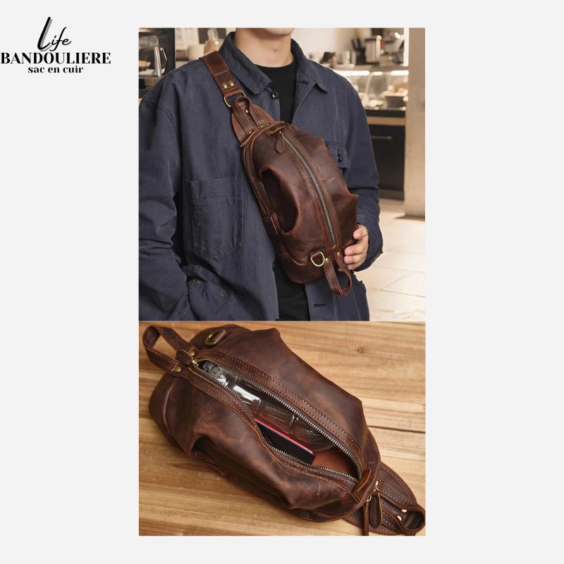 Sac en bandoulière en cuir pour homme Evan