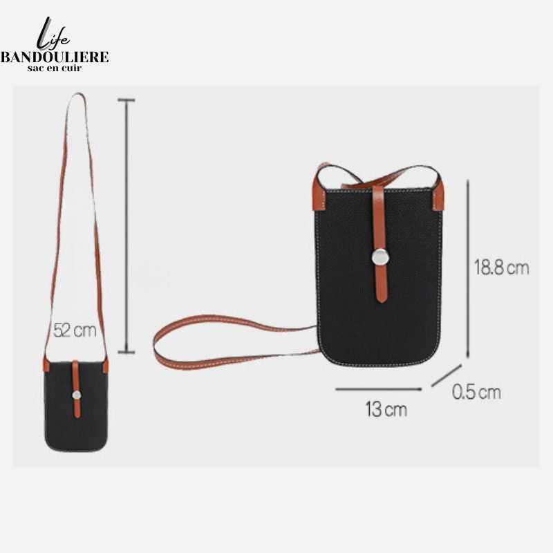 Mini sac à bandoulière pour téléphone et cartes en cuir Kaj