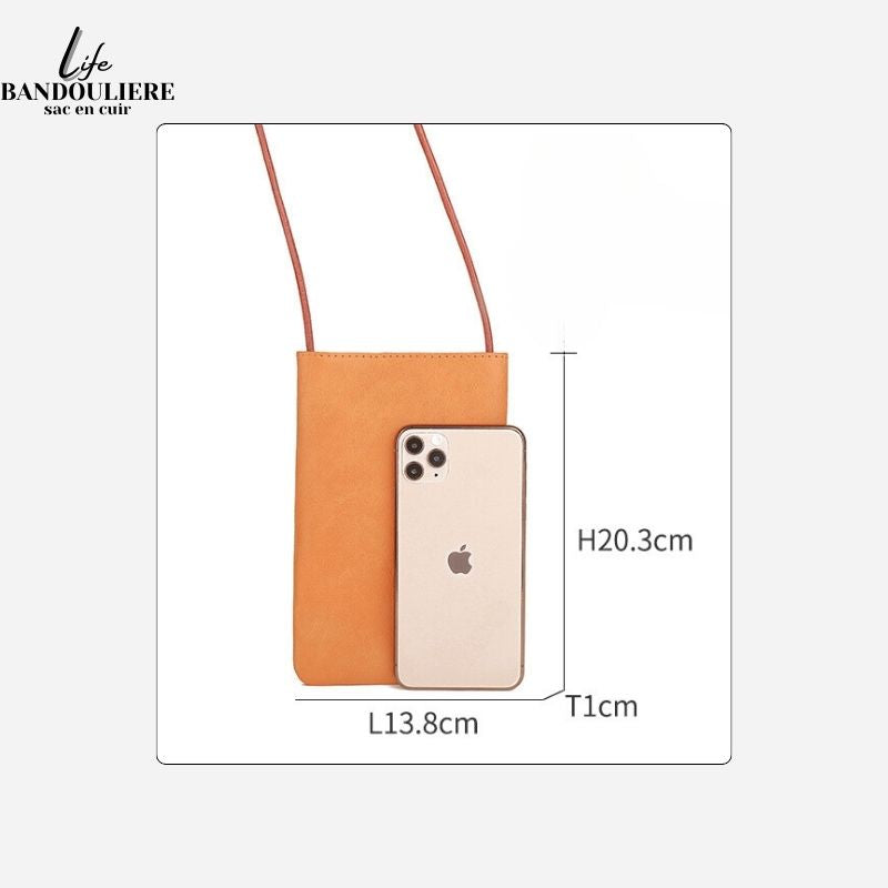 Mini sac à bandoulière pour téléphone et cartes en cuir Julie