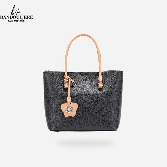 Sac cabas cuir noir MJ