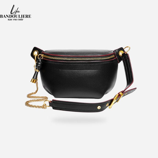 Sac banane cuir noir Shania