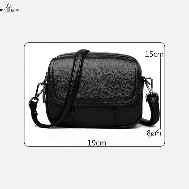 Sac bandouliere noir cuir<br> Karla