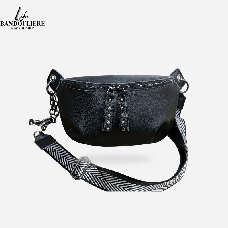 Sac banane cuir noir Cass