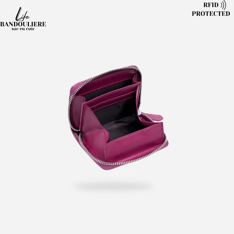 Porte monnaie en cuir pour femme <br>Cathy