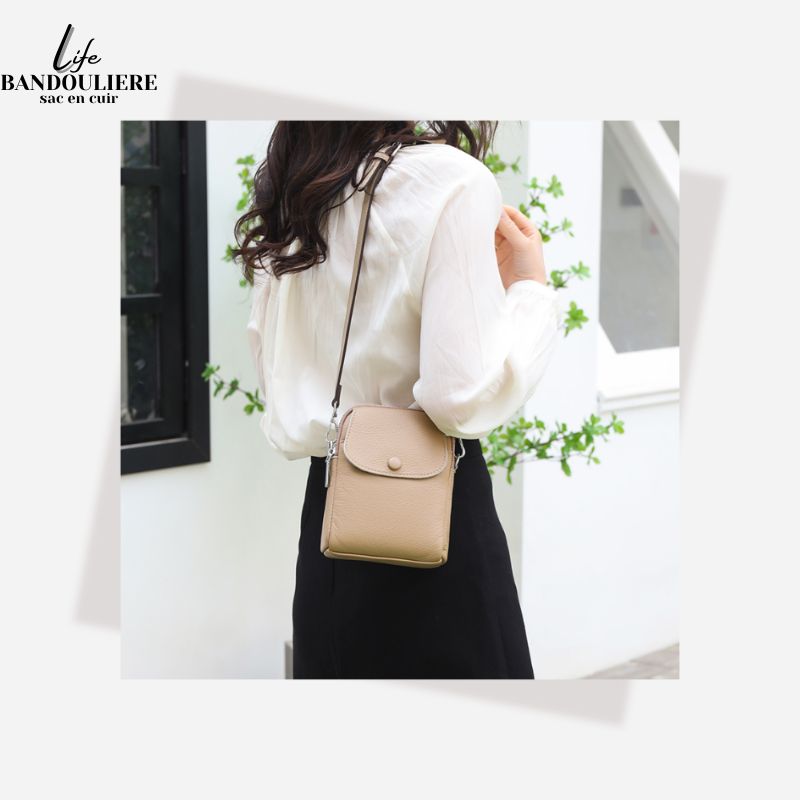 Mini sac à bandoulière pour téléphone et cartes en cuir