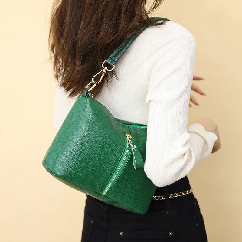 Sac cuir vert<br> Adeline