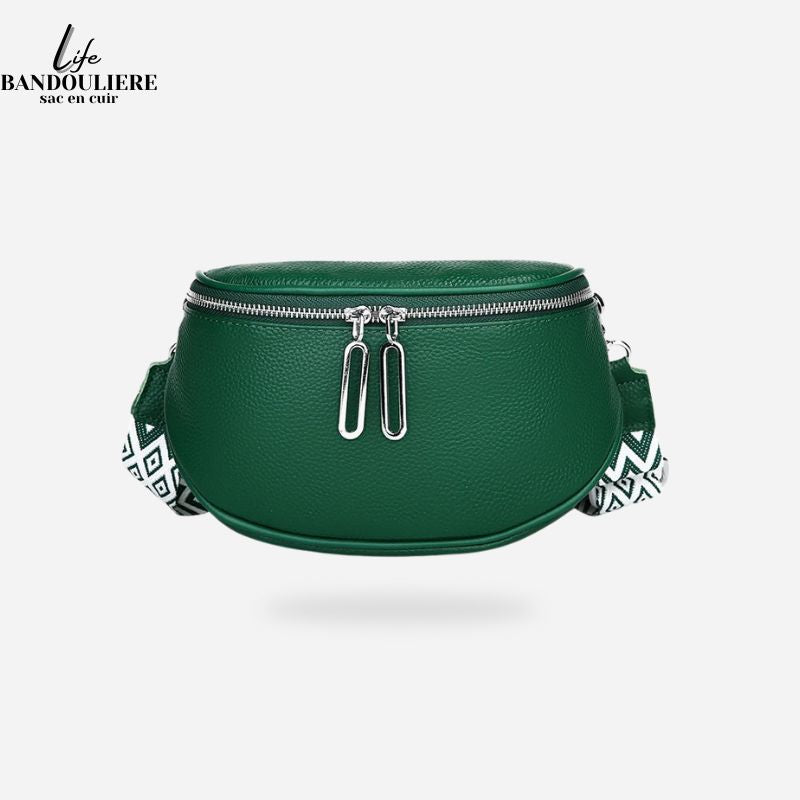 Sac banane vert en cuir Coralie
