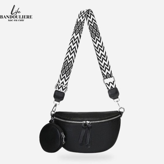 Sac banane cuir noir Irene